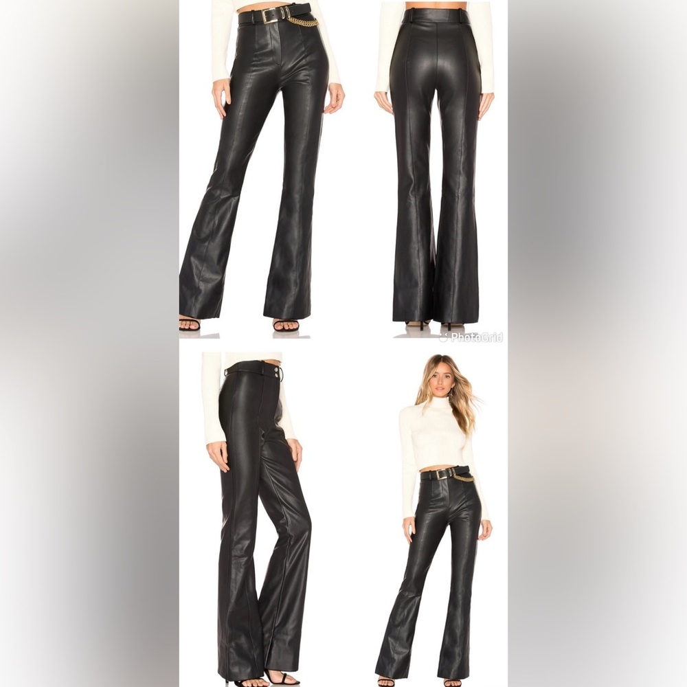 Majorelle blake leather flare pants -black